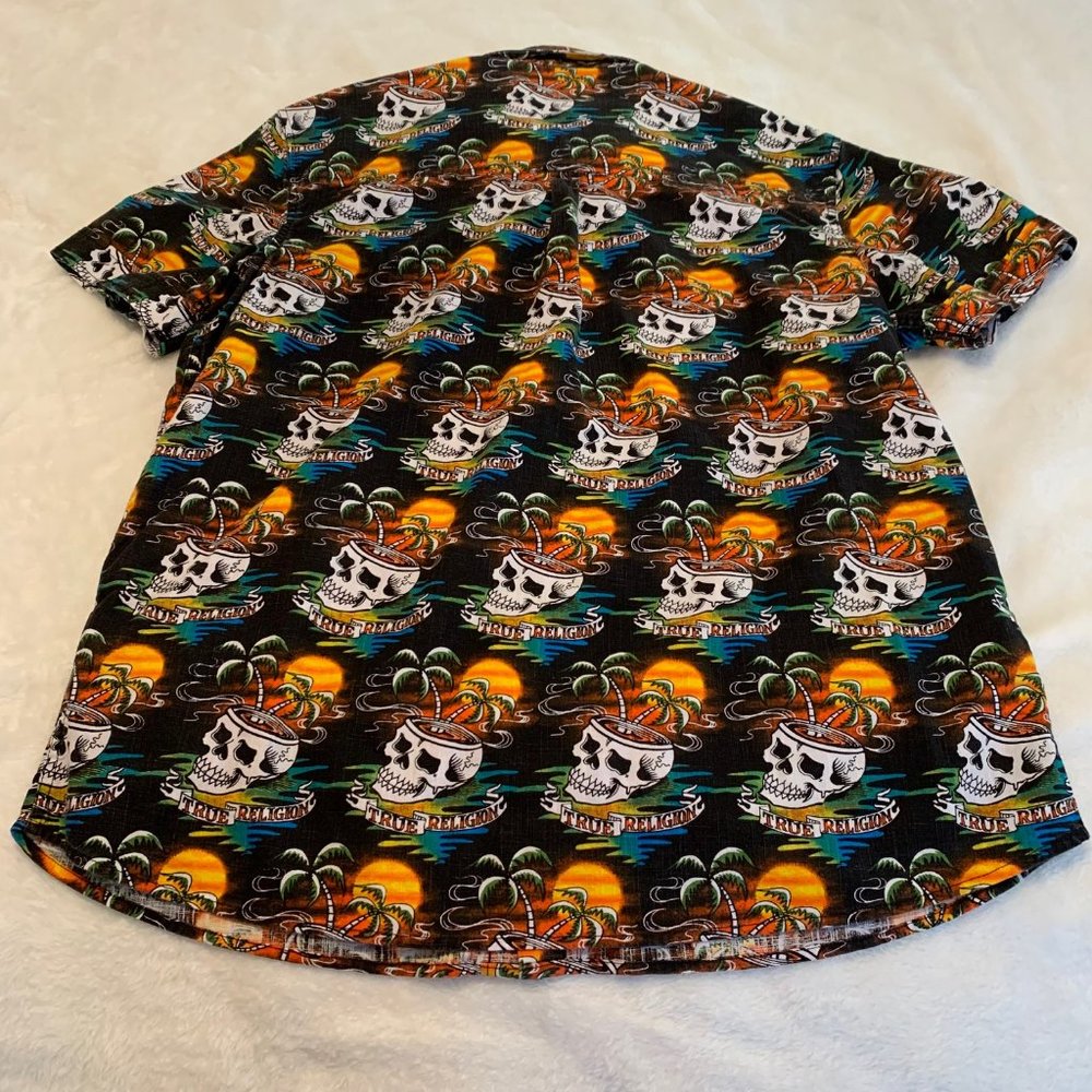 True Religion Button Down Skull and Palms Shirt Size 2XL - Picture 7 of 11